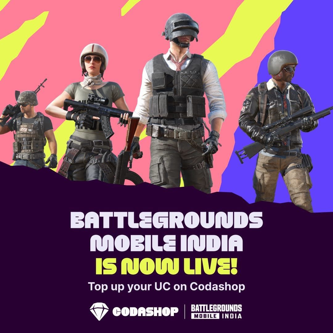 -- New Game Alert --__The wait is over_ Battlegrounds Mobile India is now live on Codashop.__Top up your UC by clicking the link in Bio --__Note_ After purchase kindly restart the game for the UC top-u